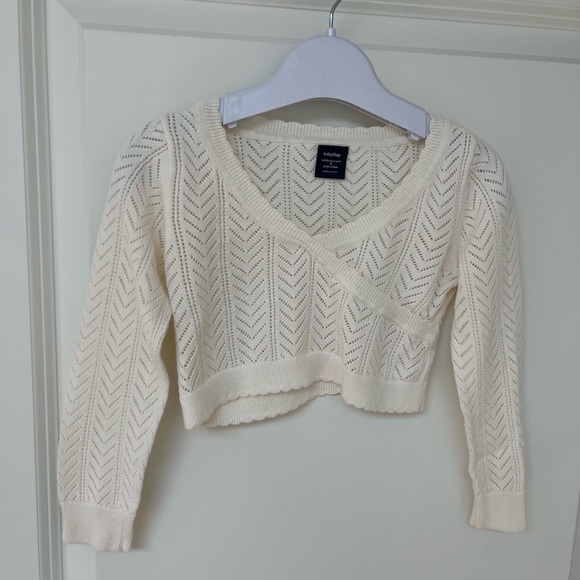 Baby GAP Girls Cream Knit Crochet Wrap Cropped Sweater - Perfect for Layering 3Y - Picture 2 of 7